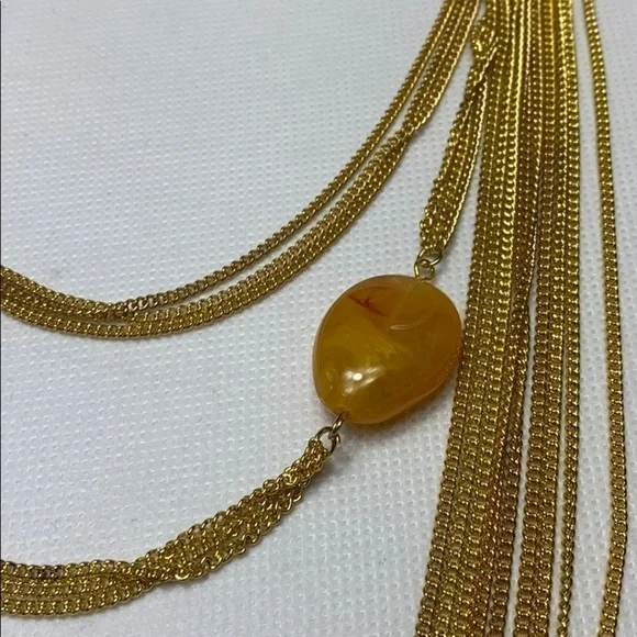 Amrita Singh layered amber color stone necklace - Picture 2 of 4